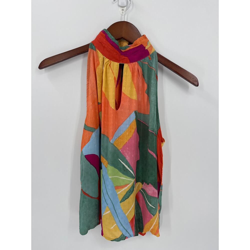 Christian Siriano Womens Halter Blouse Abstract Print Rayon Size Small